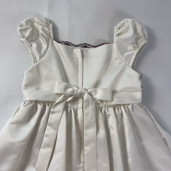 Biscotti Girls Dress Size 6 Ivory Burgundy Floral Satin Tulle Formal Party - Picture 4 of 8
